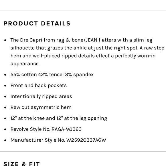 Rag & Bone Dre Capri jean distressed White Prospector 23 - Picture 12 of 12